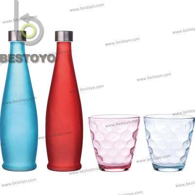 Glass Drinking Bottle & Cup Set