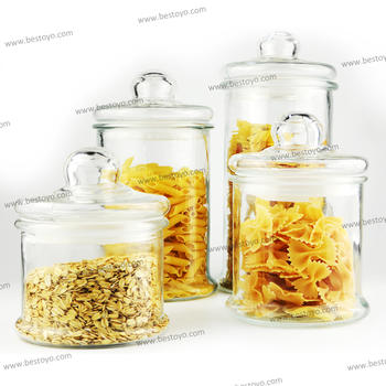 Clear Glass Candy Jar With Lid ,Storage Bottles