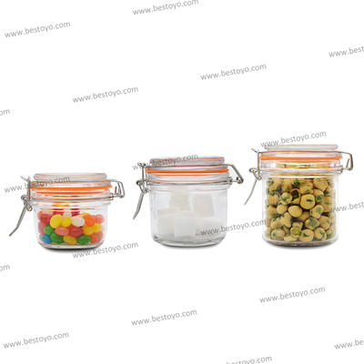 Transparent Sealed Glass Jar and Containers with Clip Lid