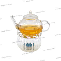 High Borosilicate Glass Tea Pot with Glass Holder