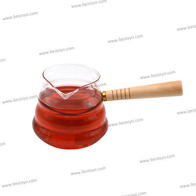 High Borosilicate Glass Coffee/Milk/Tea Pot with Wood Handle