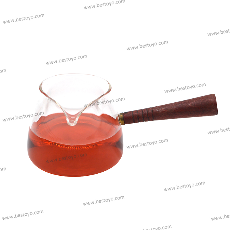 High Borosilicate Glass Coffee/Milk/Tea Pot with Wood Handle