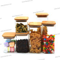 Square High Borosilicate Glass Storage Jar with Bamboo Lid