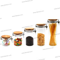 High Borosilicate Glass Storage Jar with Wire Clip Bamboo Lid