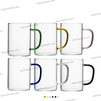 High Borosilicate Glass Cup with Color Handle